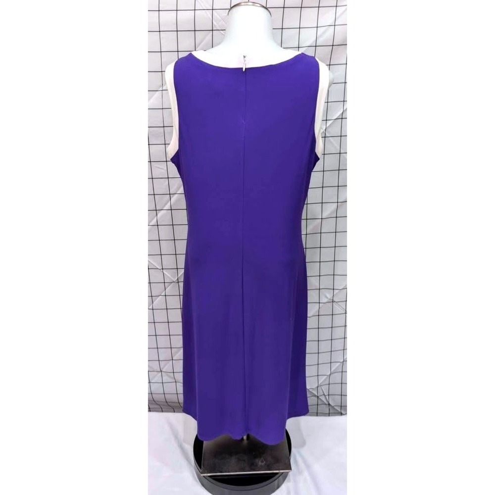 Chaps~Purple/White Color Block /Sleeveless/Crew Neck/Ruching Waist~Size Large - Picture 4 of 10